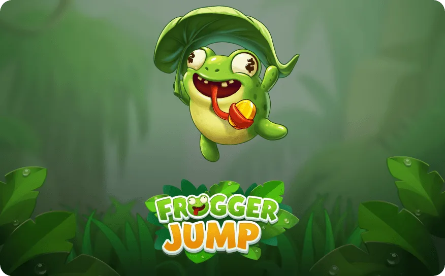 Frogger Jump gambling game with jumping frog and official game logo
